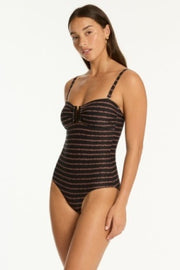 Sea Level Riptide U Bar Bandeau One Piece in Black