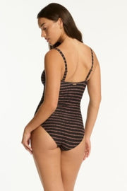 Sea Level Riptide U Bar Bandeau One Piece in Black