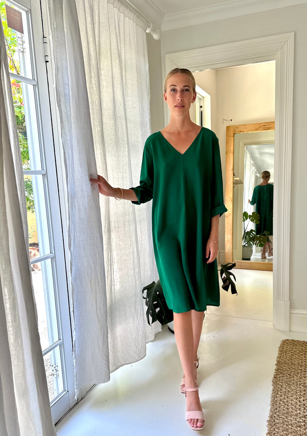 HOTEL Havana Silk Pelota Dress in Emerald Green Iridescent Sea Fremantl