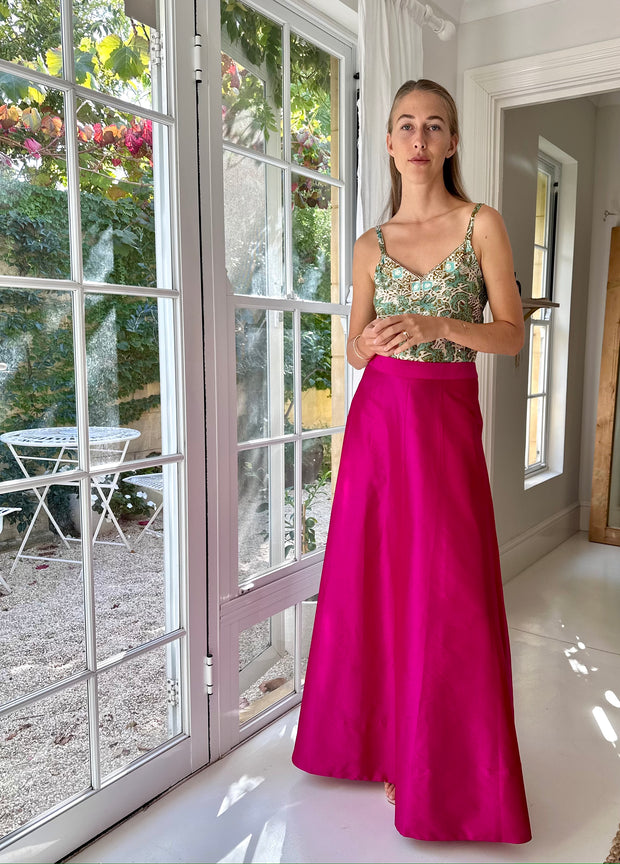 Grace Silk Skirt in Fuchsia