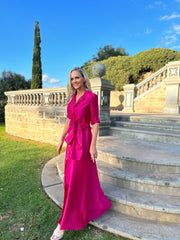 Palermo Maxi Dress in Pink Silk