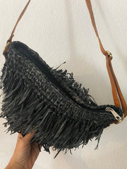 Raffia Small Tote in Black