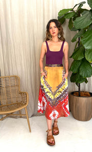 Havana Silk Skirt in Sunset