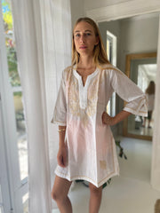 Cotton Tunic with Gold Embroidery