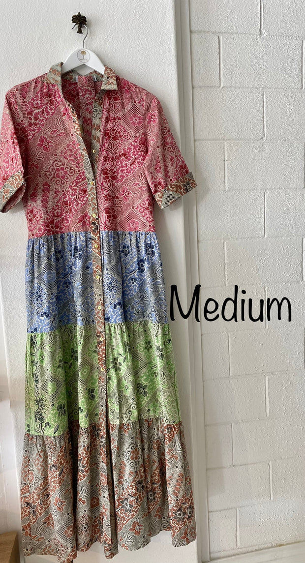 Sahana Poco Dress in Short Sleeve Multicolour Batik