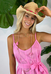 Iridescent Sea Hat Charm in Pink Tassel