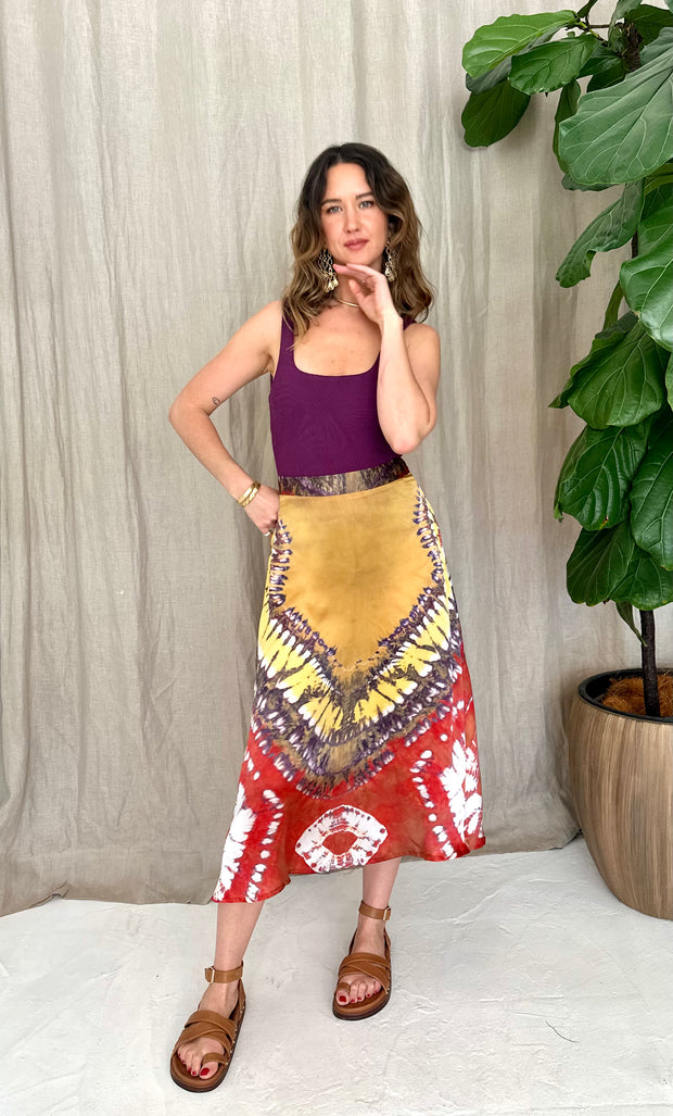 Havana Silk Skirt in Sunset