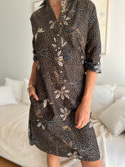 HOTEL New Yorker Dress in black and white butterfly batik Iridescent sea Fremantle Perth