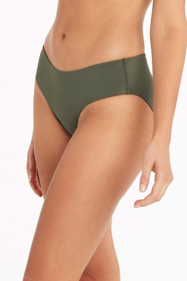 Sea Level Essentials Mid Bikini Pant in Khaki