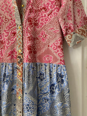 Sahana Poco Dress in Short Sleeve Multicolour Batik